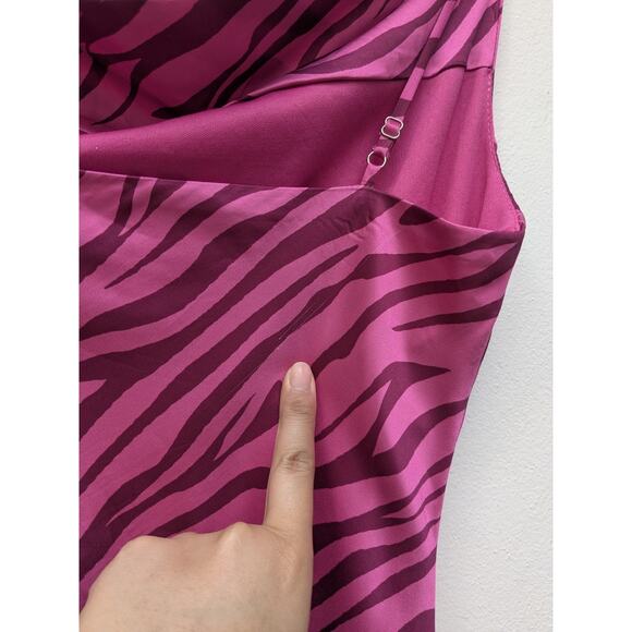 Princess Polly Women's Mini Dress Gia Pink Zebra Animal Print Cowl Neck Size 4 - Picture 14 of 16